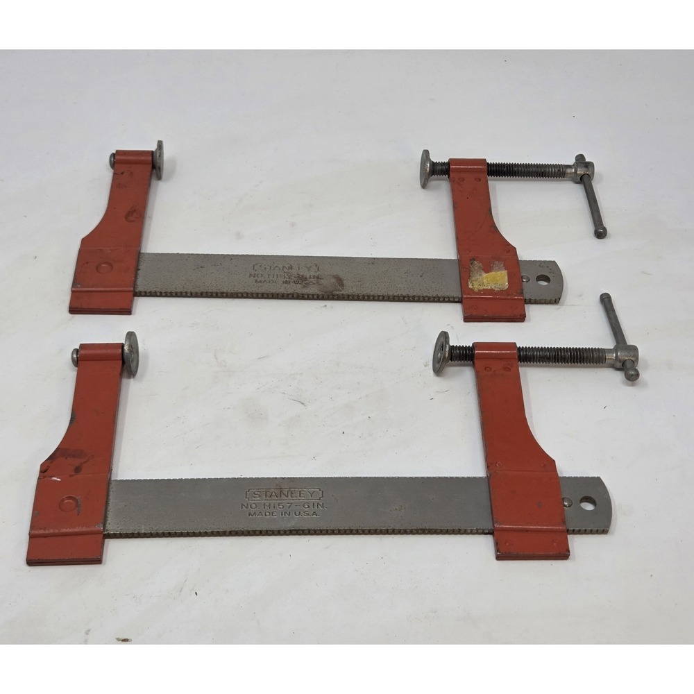 Vintage Stanley No H157 6 Inch Bar Clamps Pair Handyman USA Woodworking - Picture 7 of 9